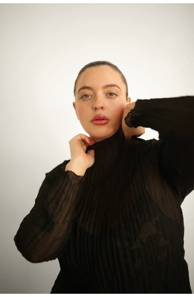 BAACAL Esme Pleated Funnel Neck Top, Alternate, color, Black