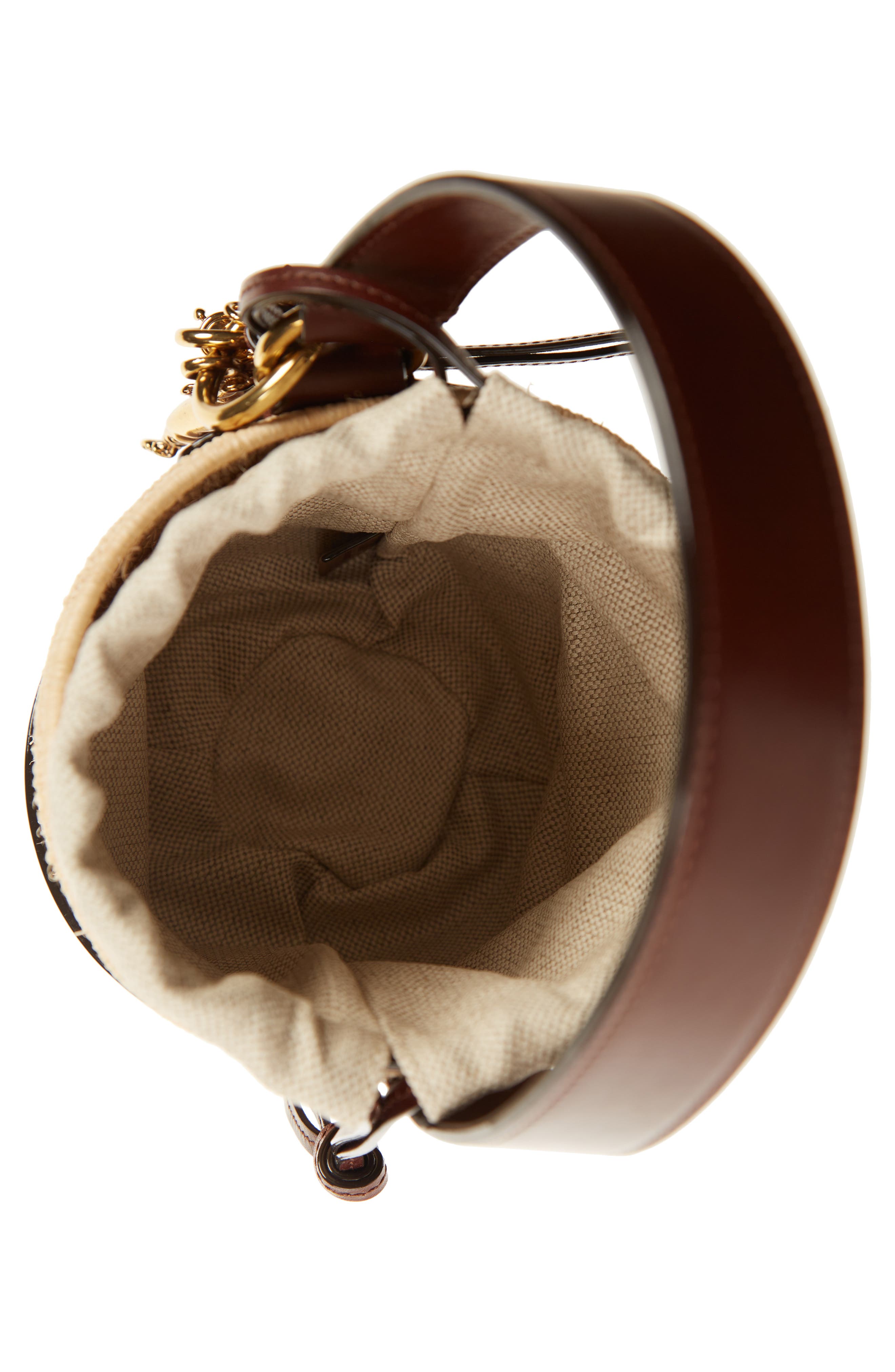 Chloé Small Kerala Straw & Leather Bucket Bag, Alternate, color, 