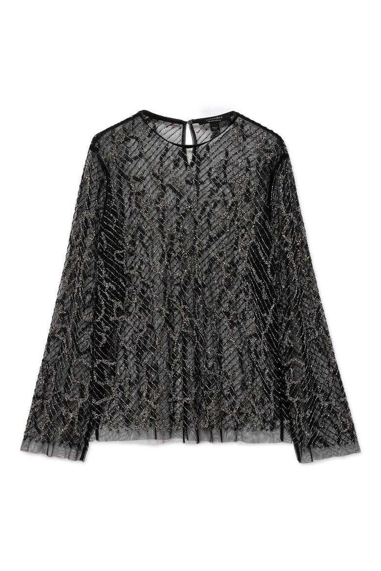 Minty Embroidered Mesh Top, Main, color, BLACK