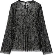 AllSaints Minty Embroidered Mesh Top