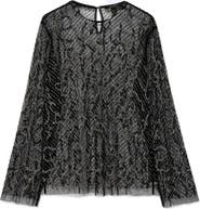 AllSaints Minty Embroidered Mesh Top