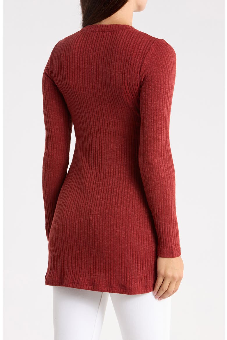Grommet Half Zip Ribbed Tunic Top, Alternate, color, RUST