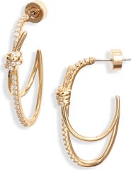 Nordstrom Cubic Zirconia Knot Double Hoop Earrings