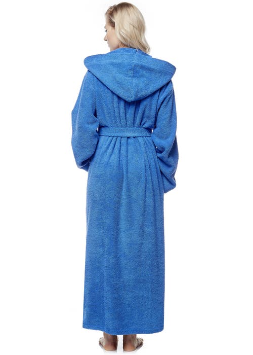 Arus Cotton Full Length Hooded Bathrobe In Blue