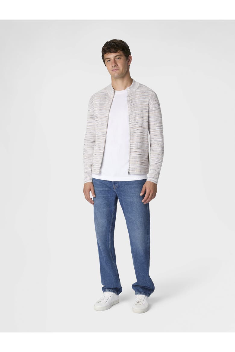 Ribbed Cotton Cardigan With Mock Neck And Space-dye Texture, Alternate, color, Multicoloured