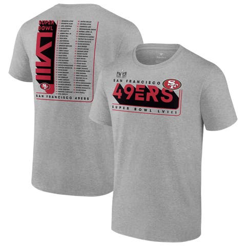 Men's Fanatics Branded Heather Gray San Francisco 49ers 2023 NFC Champions Two-Sided Roster Big & Tall T-Shirt