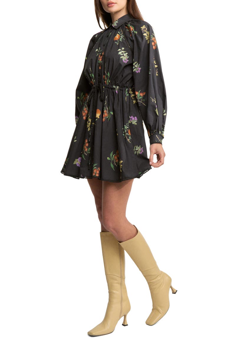 Kristie Long Sleeve Cotton Shirtdress, Alternate, color, BLACK MULTI