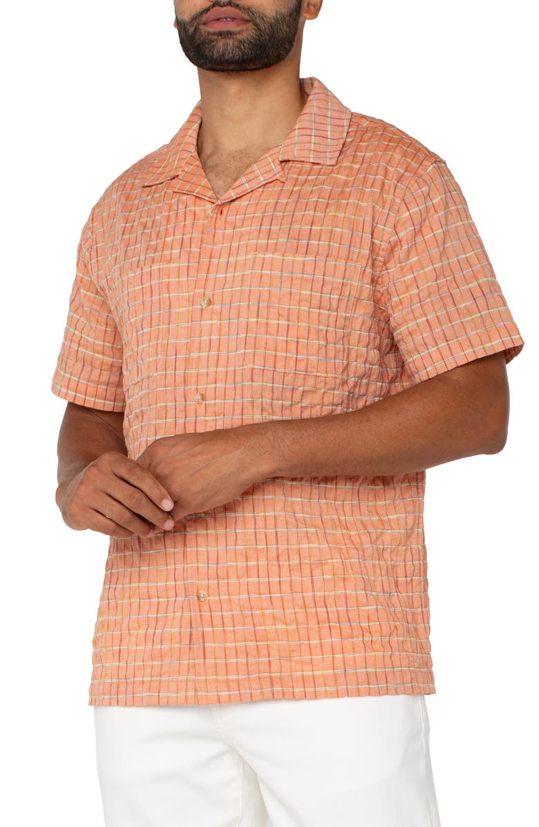 Liverpool Los Angeles Grid Print Camp Shirt, Alternate, color, 