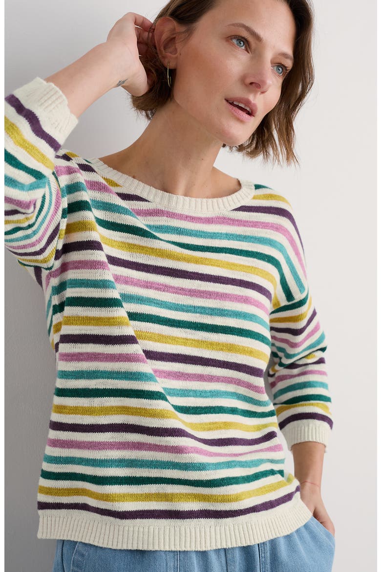 Knavock Stripe Organic Cotton & Linen Sweater, Alternate, color, KNIT MINI CORNISH ORCHID MULTI