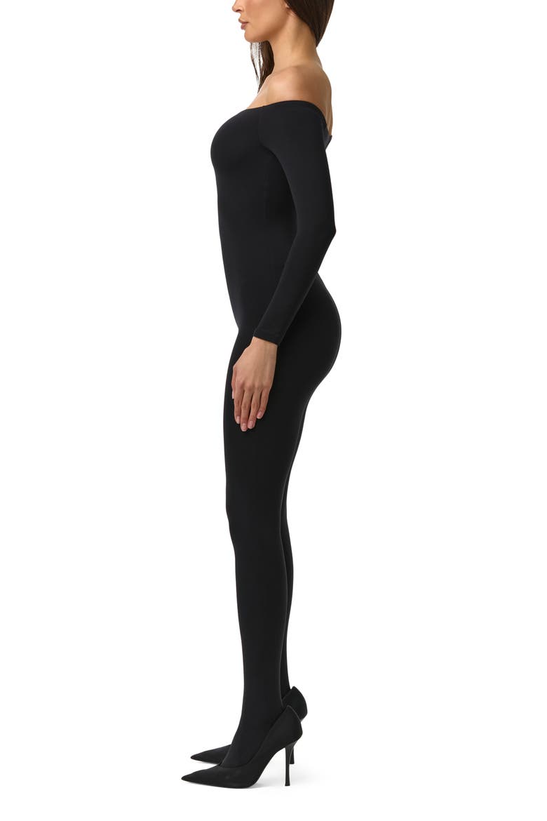 Naked Off-Shoulder Closed Toe Jumpsuit, Alternate, color, BLACK