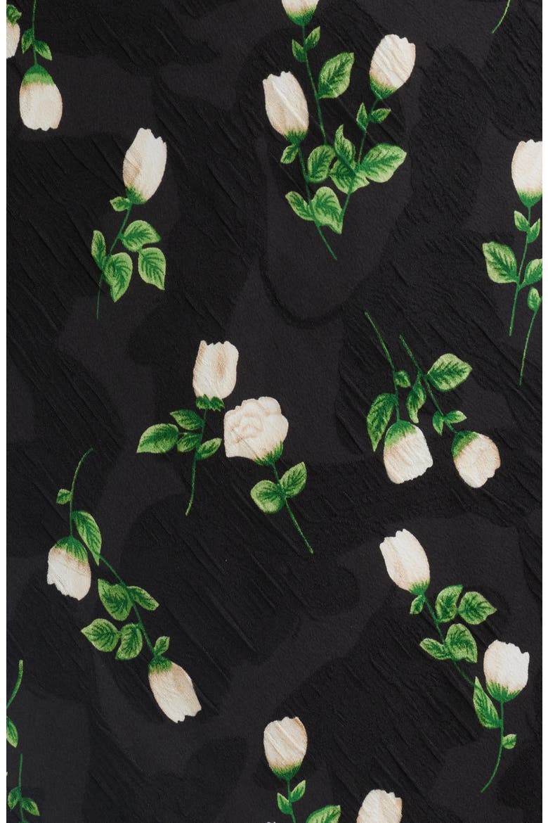 Milan Floral Print Satin Gown, Alternate, color, BLACK FLORAL