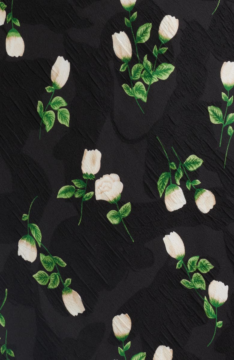 Lulus Milan Floral Print Satin Gown, Alternate, color, Black Floral