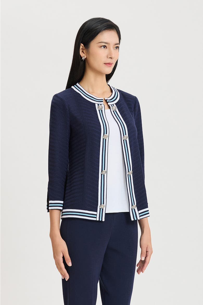 Heritage Tonal Herringbone Knit Jacket, Alternate, color, Indigo/Serene/White