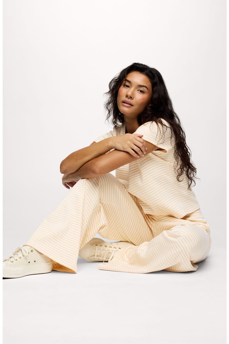 Golden Hour Stripe Stretch Cotton Top & Pants Set, Alternate, color, LEMON STRIPE