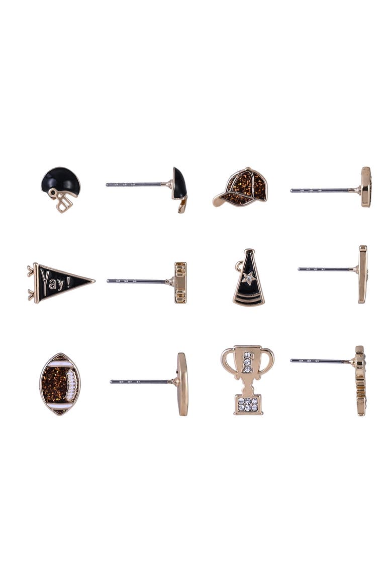 Game Day Trophy 6pk Earring Set, Alternate, color, Brown