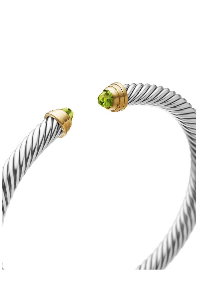 Classic Cable Bracelet in Sterling Silver with 14K Yellow Gold and Peridot, Alternate, color, SILVER