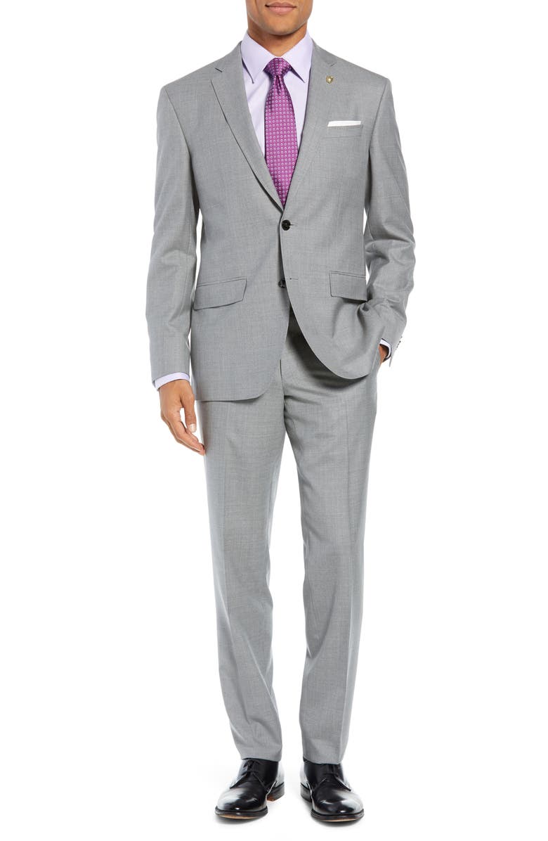 Ted Baker London Jay Trim Fit Solid Wool Suit, Main, color, 