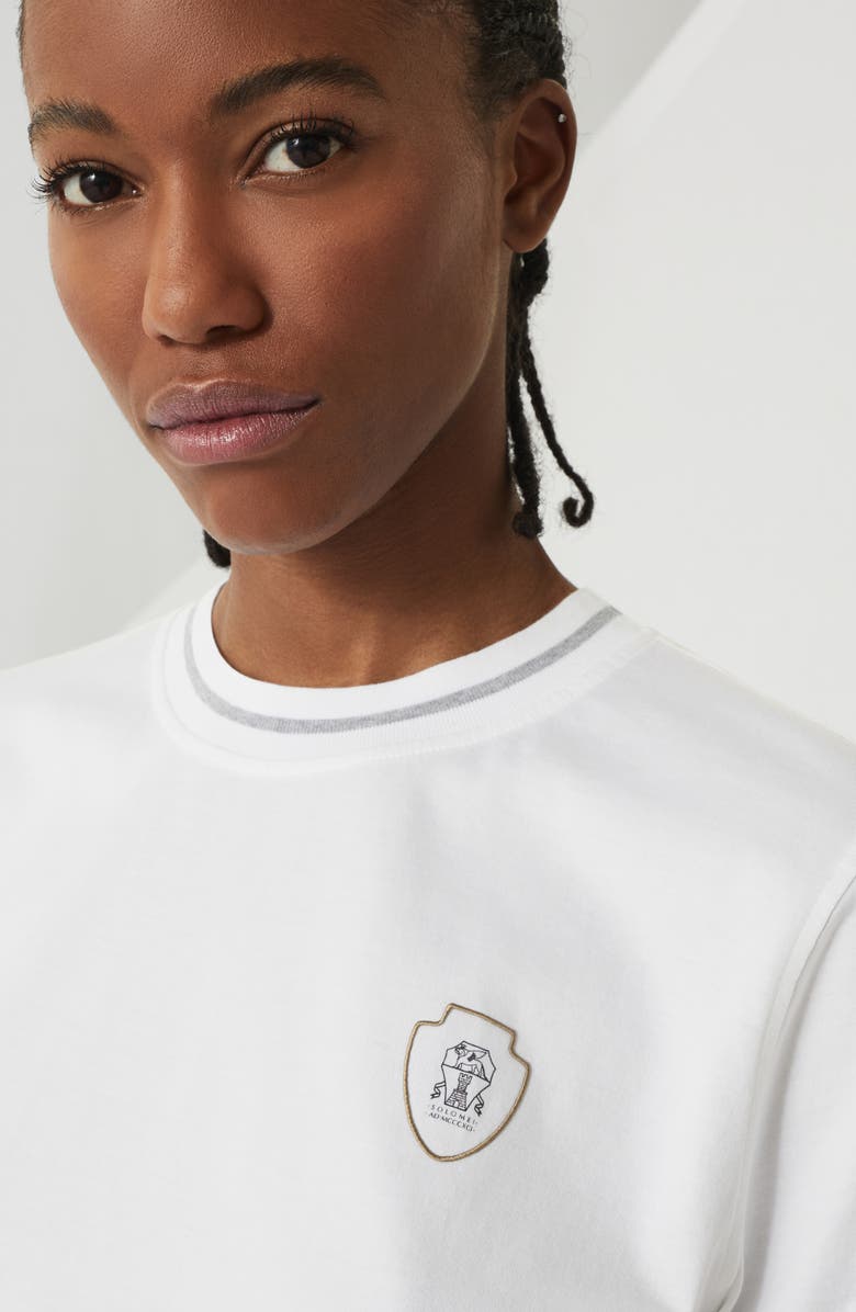 Brunello Cucinelli Jersey T-shirt with logo, Alternate, color, 