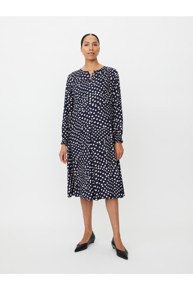 MaNexora Polka Dot Midi Dress, Main, color, Navy Blazer