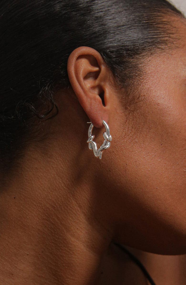 YOJ Knotted Maxi Hoops In Silver, Alternate, color, Silver