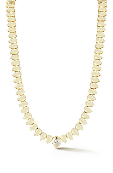 Pear Cubic Zirconia Link Necklace