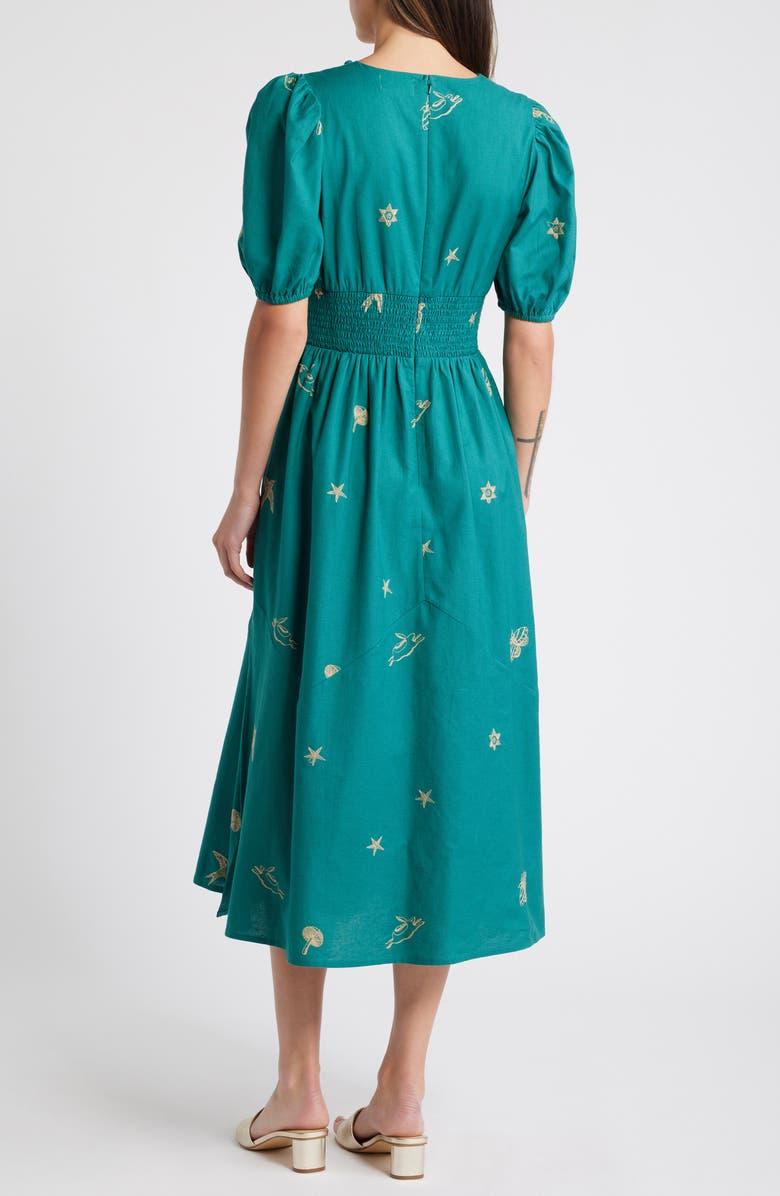 CIEBON Lexi Embroidered Puff Sleeve Cotton Dress, Alternate, color, 