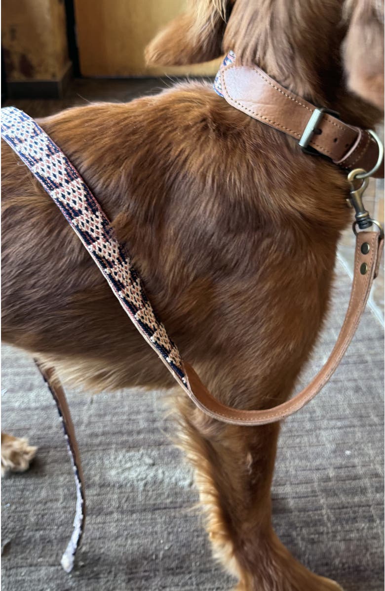 Verve Culture Moroccan Kilim Dog Collar and Leash, Alternate, color, Brown
