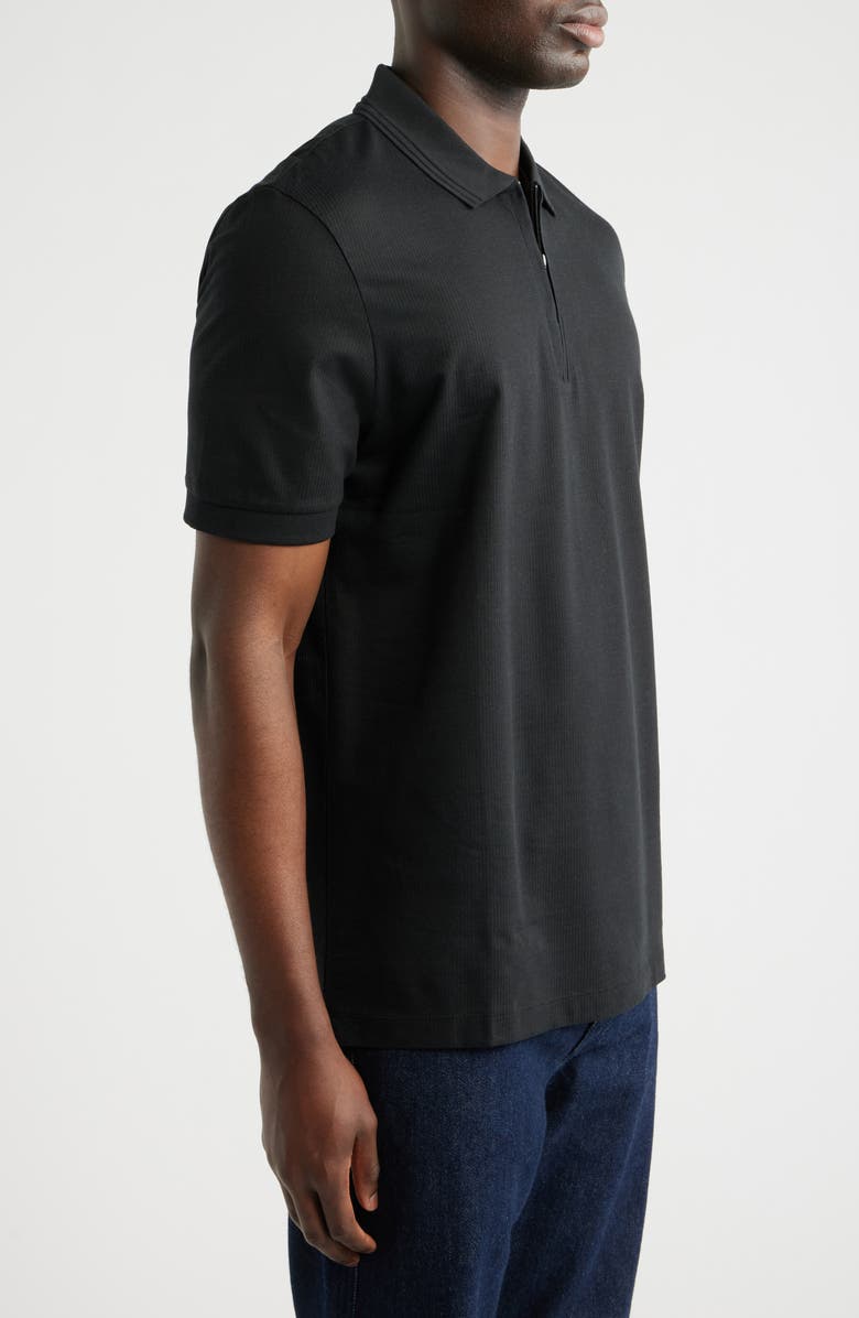 BOSS Paras Piqué Zip Polo, Alternate, color, Black
