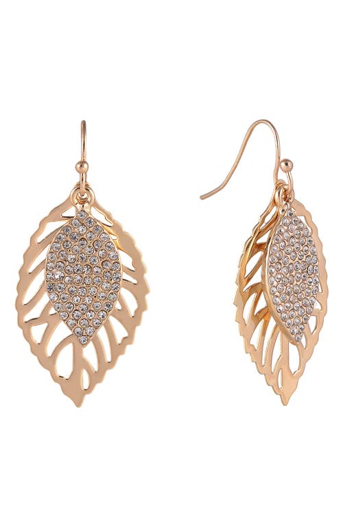 Rachel Roy Pavé Open Leaf Drop Earrings In Gold