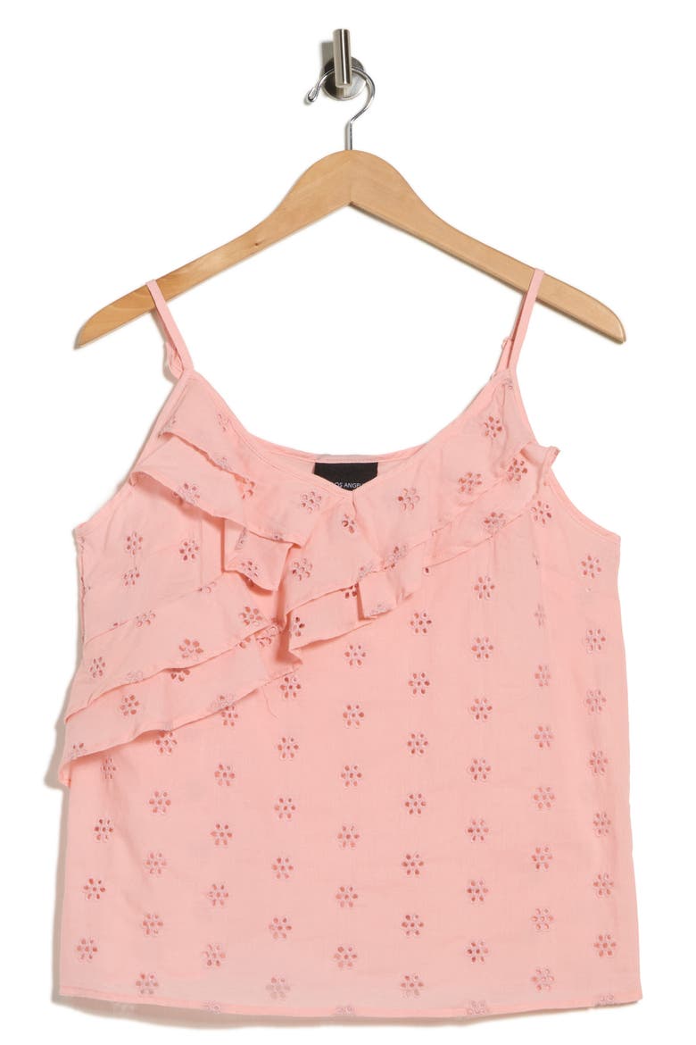 Double Ruffle Eyelet Cami, Alternate, color, PINK