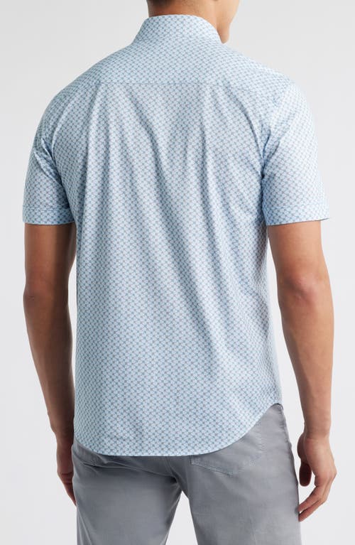 Bugatchi Miles Ooohcotton® Beach Umbrella Print Short Sleeve Button-up Shirt In Menthol