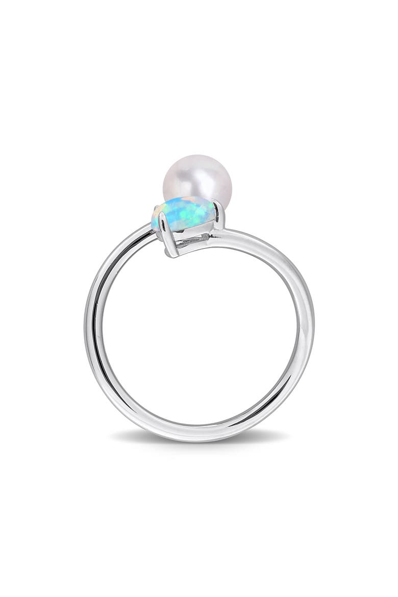Cultured Pearl & Ethiopian Opal Crossover Ring, Alternate, color, BLUE