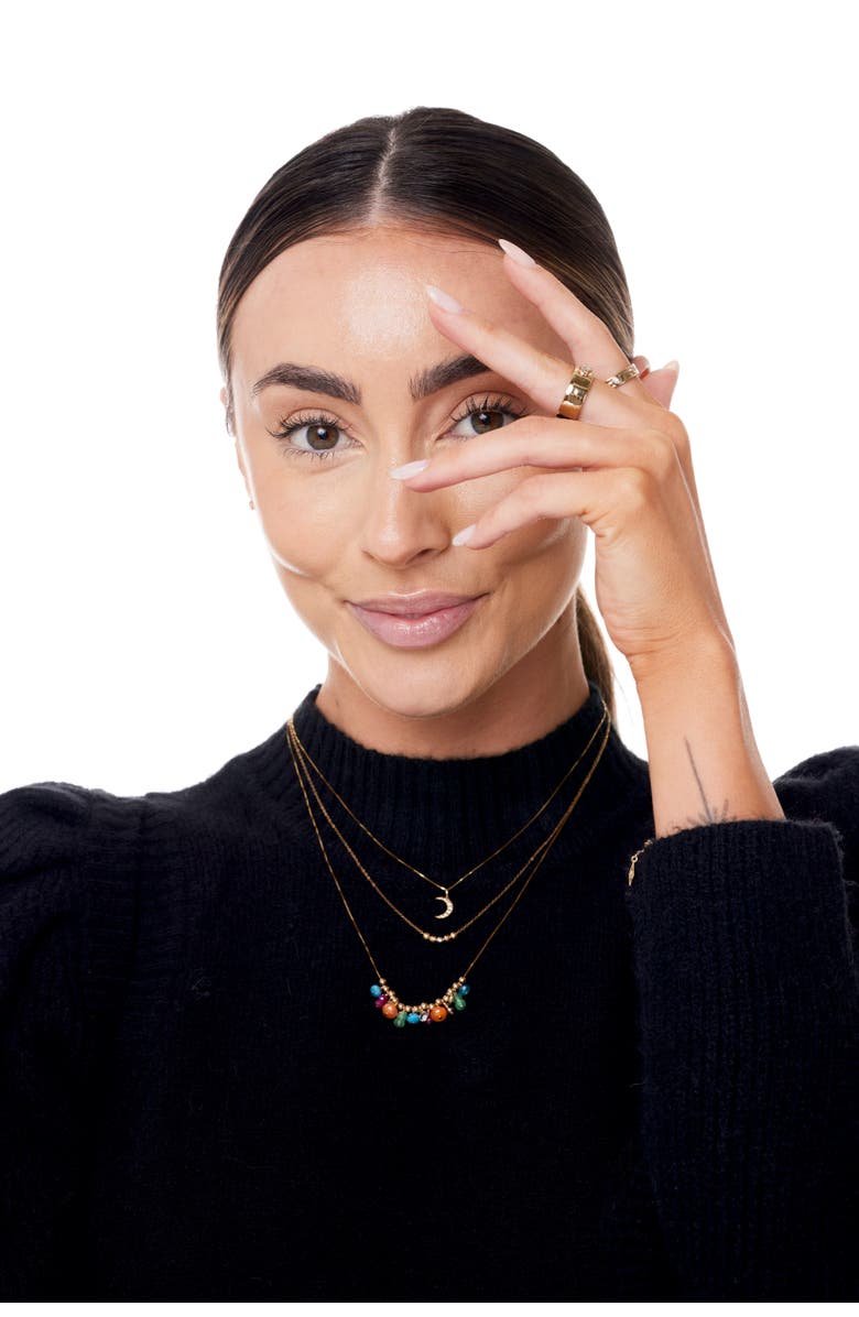 ELLIOT YOUNG MOVEABLE MULTI GEMSTONE BEAD 14K GOLD NECKLACE, Alternate, color, Red