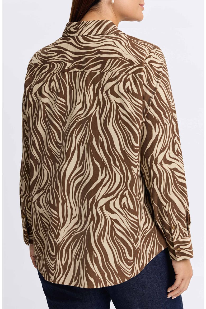 Haven Zebra Cotton Corduroy Button-Up Shirt, Alternate, color, BROWN