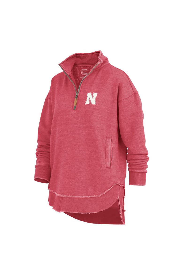 Women's Pressbox Scarlet Nebraska Huskers Northfork Sojourn Poncho Quarter-Zip Sweatshirt, Alternate, color, Scarlet