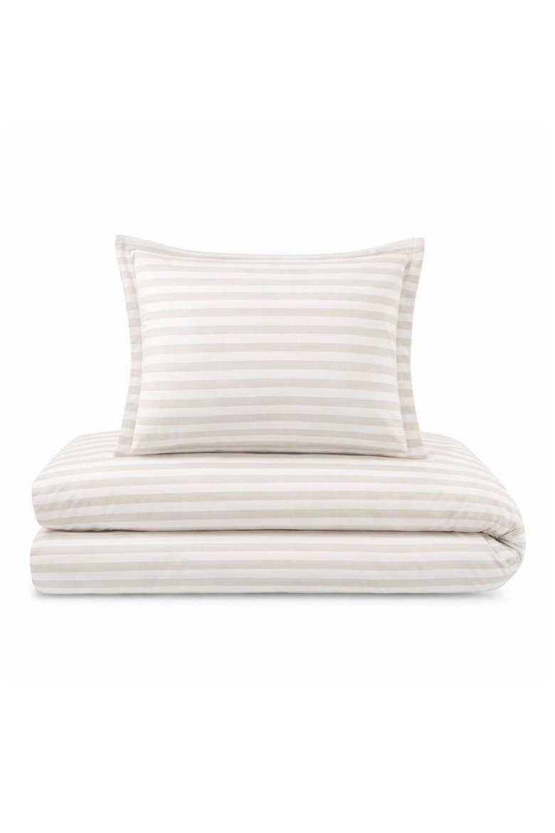 Block Stripe Twin Duvet Cover, Sheet & Shams Set, Main, color, TAUPE