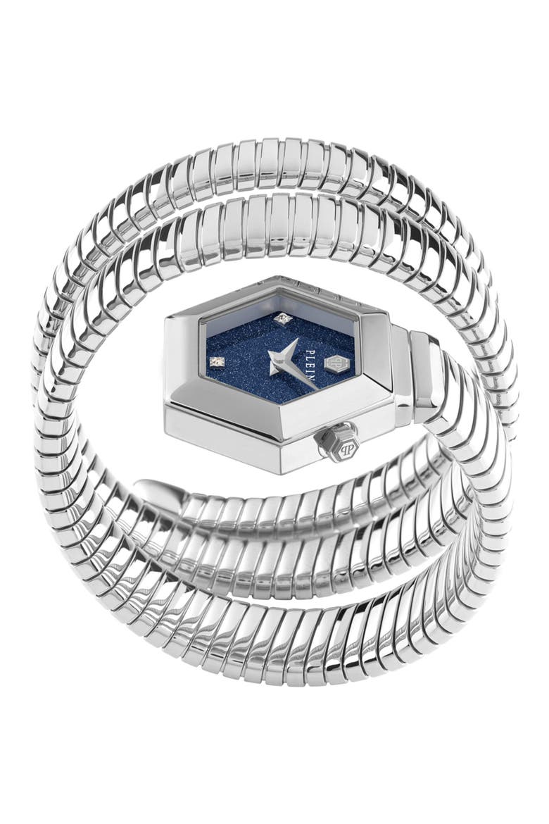 $nake Hexagon Spiral Bracelet Watch, 24mm, Alternate, color, STAINLESS STEEL