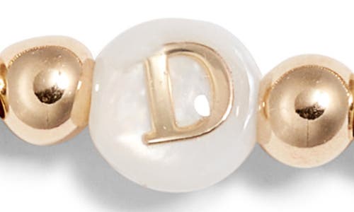 Nashelle Mother Of Pearl Initial Beaded Bracelet In Gold Fill D