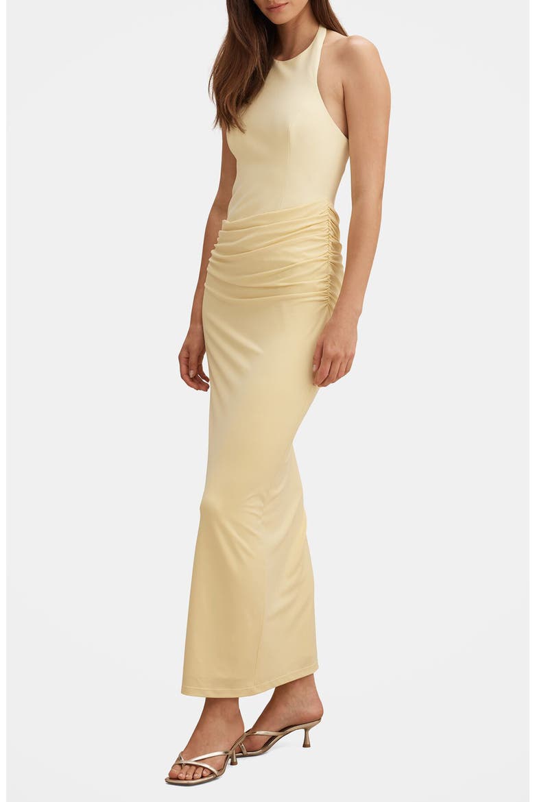 Lula Ruched Halter Gown, Alternate, color, SOFT YELLOW