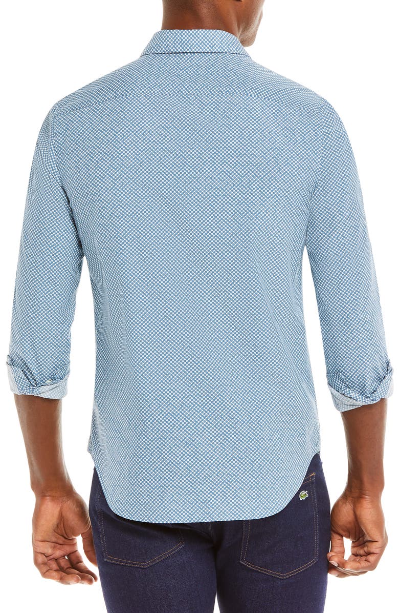 Lacoste Slim Fit Tennis Ball Print Button-Up Shirt, Alternate, color, 