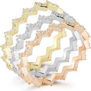 SPHERA MILANO Set of 3 Mixed Metal CZ Pavé Stackable Rings