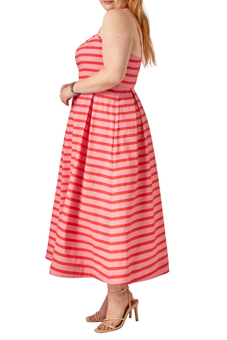 Striped Cotton Midi Dress, Alternate, color, PINK/ ORANGE STRIPE