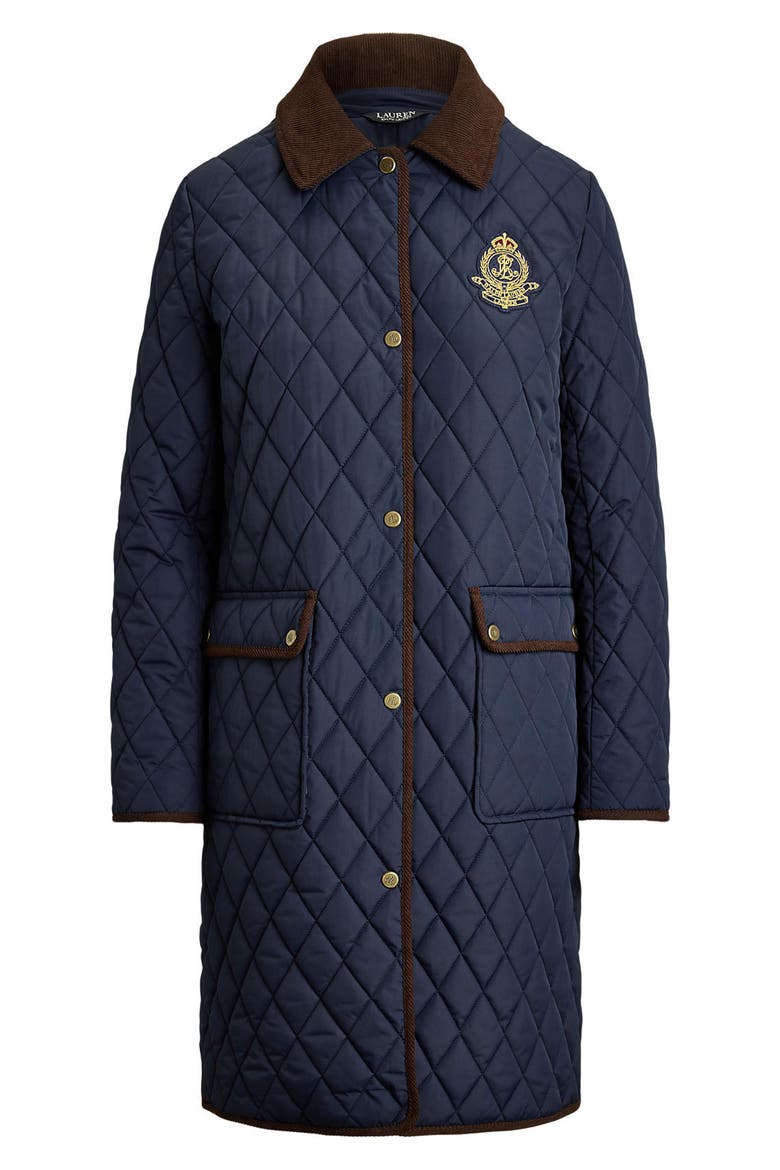 Crested Diamond Quilted Coat, Alternate, color, DK NAVY