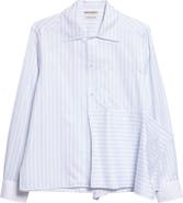 JW Anderson Asymmetric Draped Stripe Poplin Button-Up Shirt