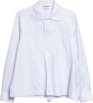 JW Anderson Asymmetric Draped Stripe Poplin Button-Up Shirt