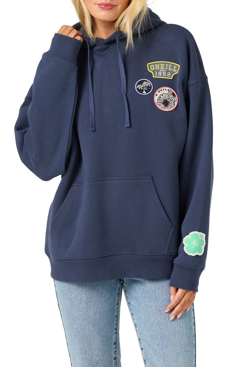 Patches Oversized Hoodie, Alternate, color, NAVY