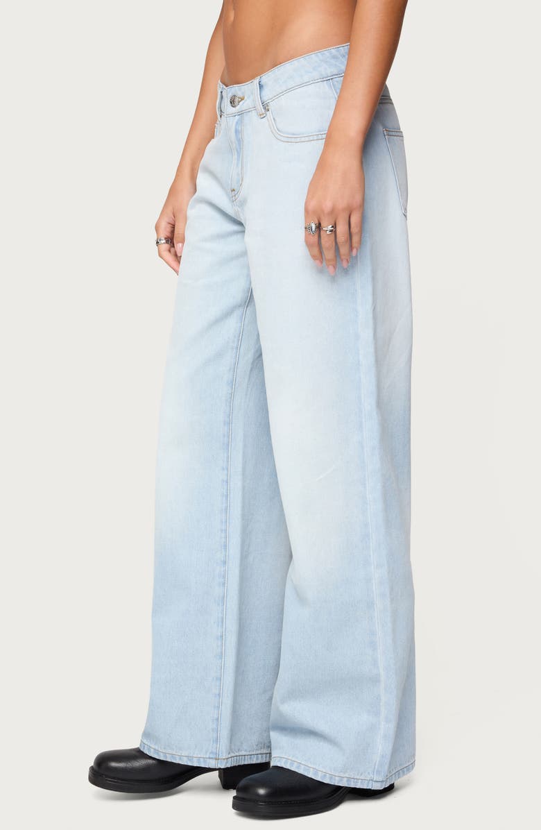 EDIKTED Magda Acid Wash Low Rise Wide Leg Jeans, Alternate, color, Light-Blue