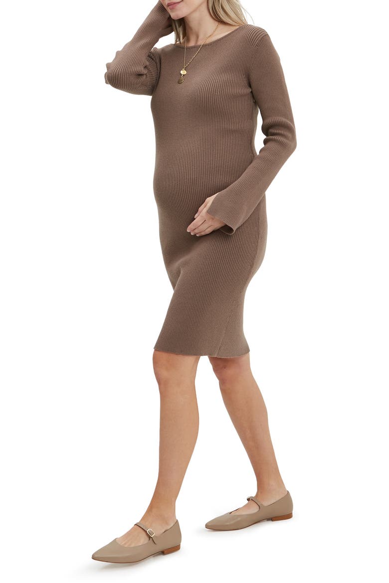 Hudson Maternity & Nursing Long Sleeve Dress, Alternate, color, TAUPE