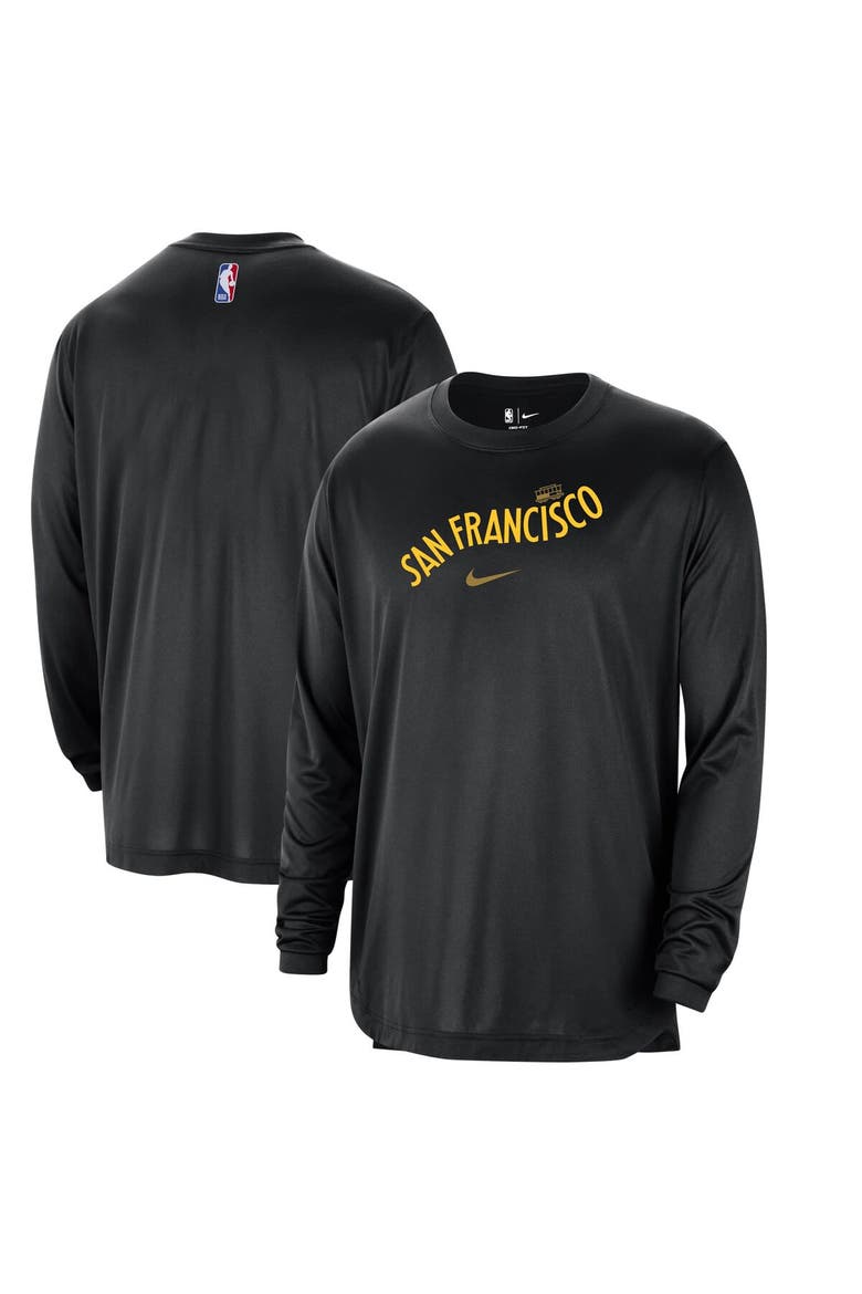 Men's Nike Black Golden State Warriors 2023/24 City Edition Authentic Pregame Performance Long Sleeve Shooting T-Shirt, Alternate, color, Black