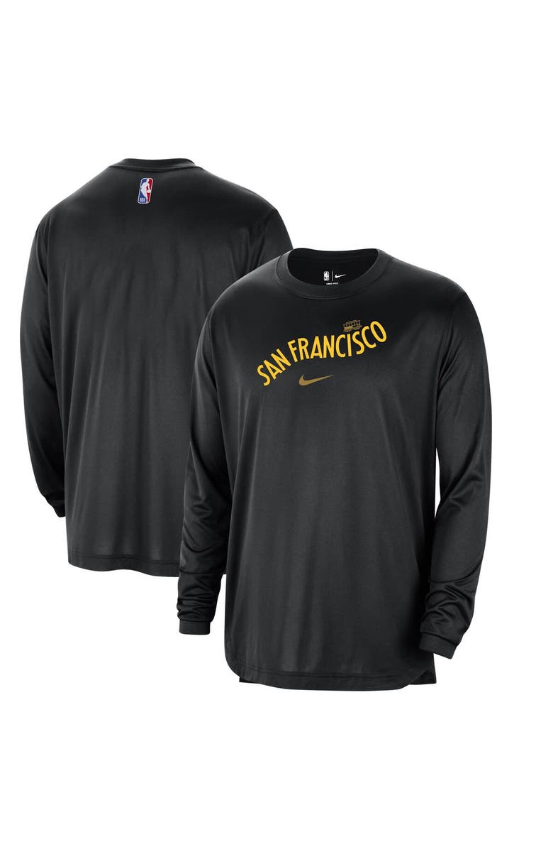 Nike Men's Nike Black Golden State Warriors 2023/24 City Edition Authentic Pregame Performance Long Sleeve Shooting T-Shirt, Alternate, color, 